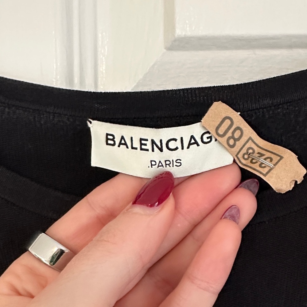 Balenciaga Classic 100% Silk Black Short Sleeve Top Size 36 ERU or 4 US - Picture 2 of 5